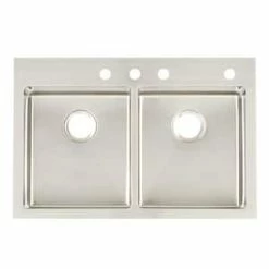 Cheapest 🧨 Signature Hardware Ortega 33 x 22 in. 4-Hole Stainless Steel Double Bowl Undermount Kitchen Sink 🧨 -Bathroom Hardware Sale Query 105