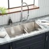 Budget 🎁 Signature Hardware Ortega 32 x 18-1/2 in. Stainless Steel Double Bowl Undermount Kitchen Sink ✨
