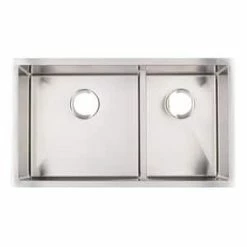 Budget 🎁 Signature Hardware Ortega 32 x 18-1/2 in. Stainless Steel Double Bowl Undermount Kitchen Sink ✨ -Bathroom Hardware Sale Query 122