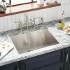 Flash Sale 👍 Signature Hardware Sitka 25 x 22 in. 4-Hole Single Bowl Undermount Kitchen Sink in Stainless Steel ⭐