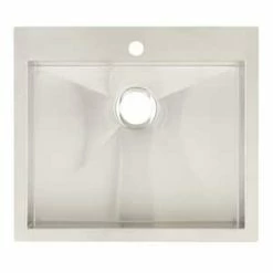 Flash Sale 👍 Signature Hardware Sitka 25 x 22 in. 4-Hole Single Bowl Undermount Kitchen Sink in Stainless Steel ⭐ -Bathroom Hardware Sale Query 143