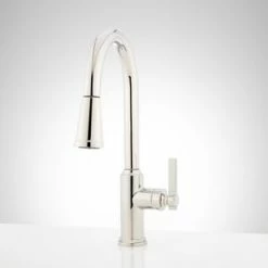 Brand new 👏 Signature Hardware Greyfield Single Handle Kitchen Faucet in Polished Nickel 💯