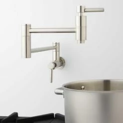 Cheap 👏 Signature Hardware Contemporary Two Handle Lever Pot Filler in Brushed Nickel 🧨