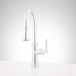 New ⌛ Signature Hardware Beasley Single Handle Pull Out Kitchen Faucet in Chrome 👏 -Bathroom Hardware Sale Query 196