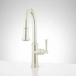 Best Sale ✨ Signature Hardware Beasley Single Handle Pull Out Kitchen Faucet in Polished Nickel 🔔