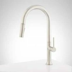 Flash Sale ⭐ Signature Hardware BOK Single Handle Pull Down Kitchen Faucet in Stainless Steel 🔥 -Bathroom Hardware Sale Query 214