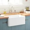 Outlet ⭐ Signature Hardware Reinhard 20-1/8 x 18-1/4 in. Fireclay Single Bowl Farmhouse Kitchen Sink in White 😍