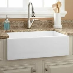 Budget 🎁 Signature Hardware Risinger 30 x 18 in. Fireclay Single Bowl Farmhouse Kitchen Sink in White 💯