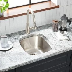 Best deal 🛒 Signature Hardware Calverton 15-3/4 x 18 in. No Hole Stainless Steel Undermount Bar Sink 💯