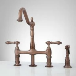 Budget 💯 Signature Hardware Bellevue Two Handle Bridge Kitchen Faucet in Oil Rubbed Bronze ❤️