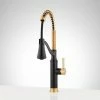 Best Pirce 💯 Signature Hardware Single Handle Pull Down Kitchen Faucet in Matte Black with Brushed Gold ❤️