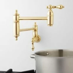 Brand new 👍 Signature Hardware Augusta Two Handle Lever Pot Filler in Polished Brass 🥰