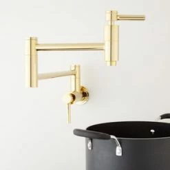Best reviews of 😀 Signature Hardware Contemporary Two Handle Lever Pot Filler in Polished Brass 🔥