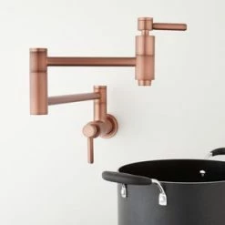 Budget ❤️ Signature Hardware Contemporary Two Handle Lever Pot Filler in Antique Copper 😍