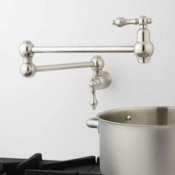 Brand new 👏 Signature Hardware Vivan Double Lever Handle Pot Filler Faucet in Brushed Nickel ❤️