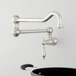 Best Sale 😍 Signature Hardware Amberley Single Handle Lever Handle Pot Filler in Stainless Steel 😉