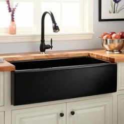 Discount ✨ Signature Hardware Dorhester 36-1/4 x 18-1/4 in. Fireclay Single Bowl Farmhouse Kitchen Sink in Black 😍