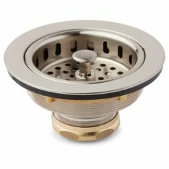 Outlet 🥰 Signature Hardware 3-1/2 in. Stainless Steel Basket Strainer in Brushed Nickel 💯