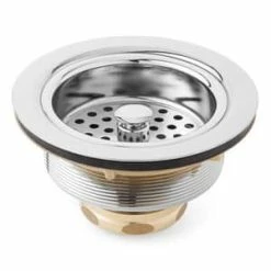 Best Sale 🧨 Signature Hardware 3-1/2 in. Brass Basket Strainer in Chrome 🛒 -Bathroom Hardware Sale Query 47