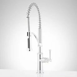 Wholesale ⌛ Signature Hardware Atria Single Handle Kitchen Faucet with Pull Down Spring Spout in Polished Chrome ✔️