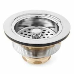 Best Sale 🧨 Signature Hardware 3-1/2 in. Brass Basket Strainer in Chrome 🛒 -Bathroom Hardware Sale Query 48