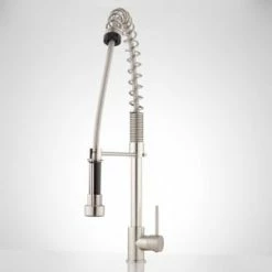 Discount 👏 Signature Hardware Asaro Single Handle Pull Down Kitchen Faucet in Brushed Nickel 🎉