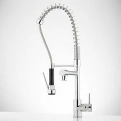 Best Pirce ⌛ Signature Hardware Levi Three Handle Pull Down Kitchen Faucet in Polished Chrome 😀