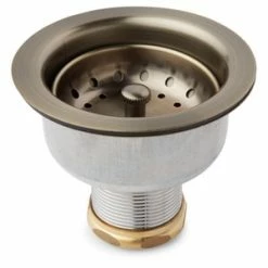 Flash Sale 🤩 Signature Hardware 3-1/2 in. Stainless Steel Basket Strainer in Antique Brass 😀