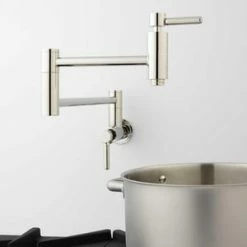 Budget 🔔 Signature Hardware Contemporary Two Handle Lever Pot Filler in Polished Nickel ✨