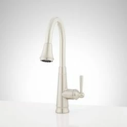 Budget 🧨 Signature Hardware Hartfield™ Single Handle Pull Down Kitchen Faucet in Stainless Steel 🔔