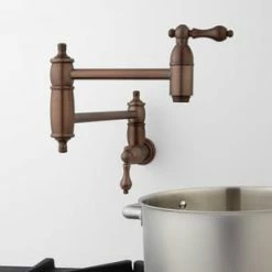 Outlet 🔥 Signature Hardware Augusta Double Lever Handle Pot Filler Faucet in Oil Rubbed Bronze 🎉