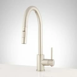 Discount 😍 Signature Hardware Bocard Single Handle Pull Down Kitchen Faucet in Brushed Nickel 🤩