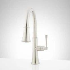 Coupon 😍 Signature Hardware Perdita Single Handle Pull Down Kitchen Faucet in Stainless Steel ✔️