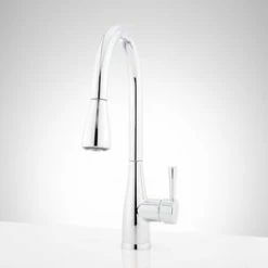 Deals ⭐ Signature Hardware Calverton Single Handle Pull Down Kitchen Faucet in Polished Chrome 🎉