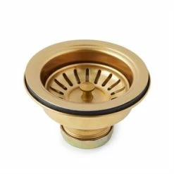 Flash Sale 🔥 Signature Hardware Atlas 3-1/2 in. Brass Basket Strainer in Matte Gold Pack of 2 👏