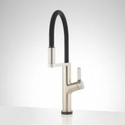 Flash Sale 🔔 Signature Hardware Fanning Single Handle Pull Out Kitchen Faucet in Stainless Steel 😀