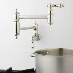 New 🛒 Signature Hardware Augusta Double Lever Handle Pot Filler Faucet in Polished Nickel ✔️