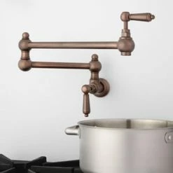 Promo 👏 Signature Hardware Fatsani Two Handle Lever Pot Filler in Oil Rubbed Bronze 🔥