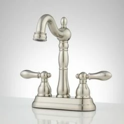 Discount 🌟 Signature Hardware Victorian Two Handle Lever Bar Faucet in Brushed Nickel ❤️