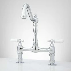 New 😍 Signature Hardware Douglass Bridge Kitchen Faucet in Chrome 🌟