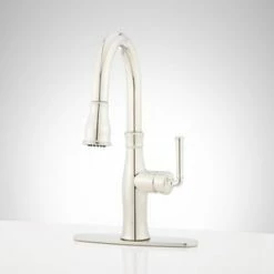 Coupon ⭐ Signature Hardware Williston Single Handle Pull Down Kitchen Faucet in Polished Nickel 🧨