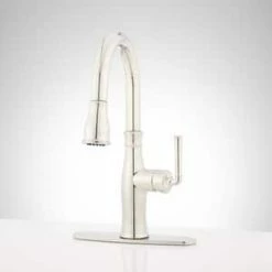 Coupon ⭐ Signature Hardware Williston Single Handle Pull Down Kitchen Faucet in Polished Nickel 🧨 -Bathroom Hardware Sale Query 670