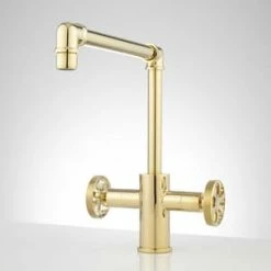 Best Pirce ✔️ Signature Hardware Edison Two Handle Kitchen Faucet in Polished Brass 🧨