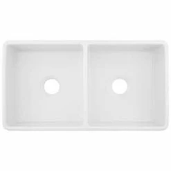 Cheapest 😍 Signature Hardware Reinhard 33-1/4 x 18-1/8 in. Fireclay Double Basin Farmhouse Kitchen Sink in White ❤️ -Bathroom Hardware Sale Query 70