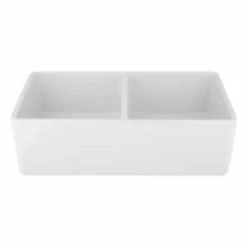 Cheapest 😍 Signature Hardware Reinhard 33-1/4 x 18-1/8 in. Fireclay Double Basin Farmhouse Kitchen Sink in White ❤️ -Bathroom Hardware Sale Query 71