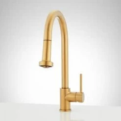 Cheapest 🌟 Signature Hardware Ridgeway Pull Down Kitchen Faucet in Brushed Gold 😉 -Bathroom Hardware Sale Query 732