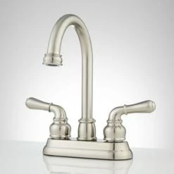 Hot Sale 🧨 Signature Hardware Hannon Two Handle Lever Bar Faucet in Brushed Nickel 🤩