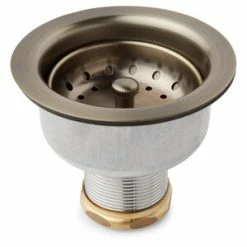 Discount 👍 Signature Hardware 3-1/2 in. Stainless Steel Basket Strainer in Antique Brass ⌛