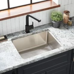Coupon ⭐ Signature Hardware Ortega 23-7/8 x 18-1/2 in. No Hole Single Bowl Undermount Kitchen Sink in Brushed Stainless Steel ❤️