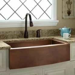 Promo ✔️ Signature Hardware Kiana 33 x 22-3/8 in. Copper Single Bowl Farmhouse Kitchen Sink in Antique Copper 🎉